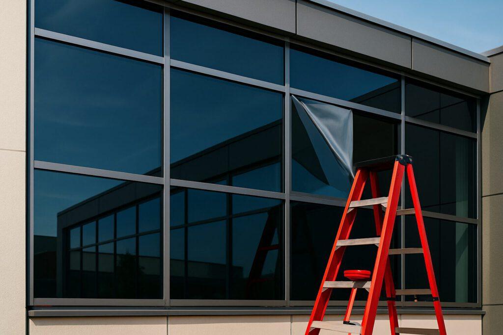 FRANK Werbung – Gebäudeglastönung für gewerbliche Kunden: Effizienter Sonnenschutz und Werbewirkung